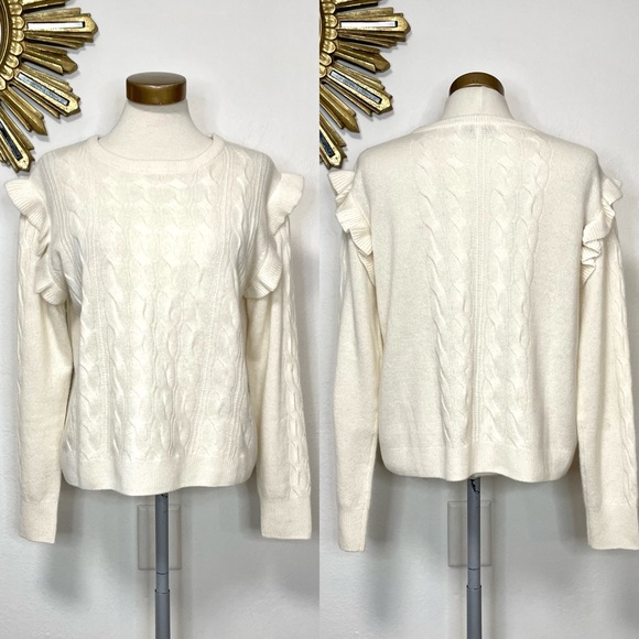 SCOTT & SCOTT LONDON Sweaters - Scott & Scott Cashmere Cable Knit Ruffle Sweater